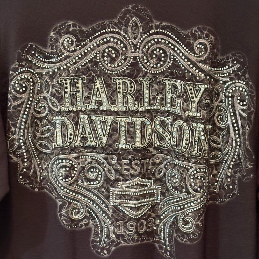 LADIES HARLEY DAVIDSON OPEN CARDIGAN WITH LOTS OF BLING